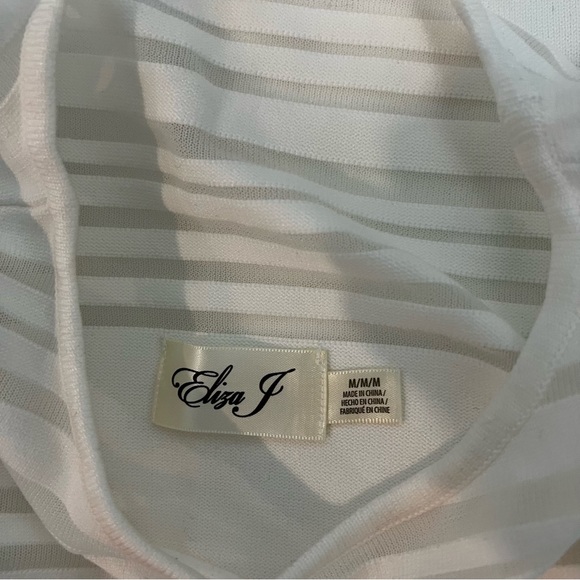 Eliza J Ivory Mesh Insert 3/4 Sleeves Knit Top- New With Tag - Size Medium - Picture 14 of 14